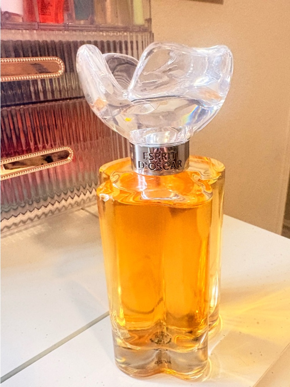 Oscar de la Renta Clear Floral-Cap Perfume Bottle — Pale Yellow - Picture 2 of 4